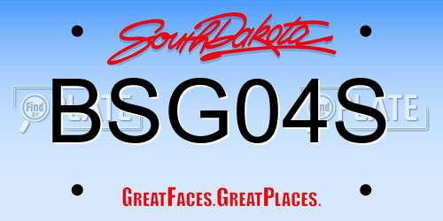 BSG04S South Dakota License Plate