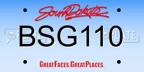 BSG110 South Dakota License Plate