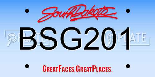 BSG201 South Dakota License Plate