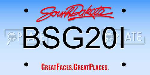 BSG20I South Dakota License Plate