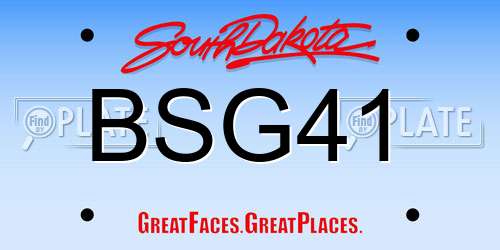 BSG41 South Dakota License Plate
