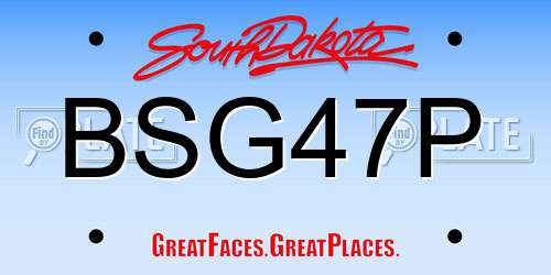 BSG47P South Dakota License Plate