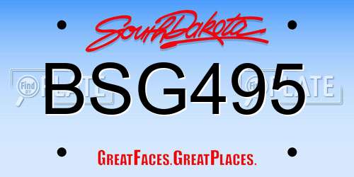 BSG495 South Dakota License Plate