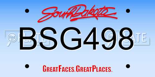 BSG498 South Dakota License Plate