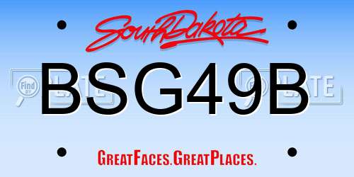 BSG49B South Dakota License Plate