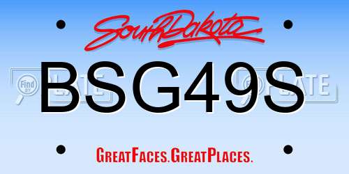 BSG49S South Dakota License Plate
