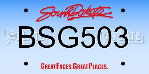 BSG503 South Dakota License Plate