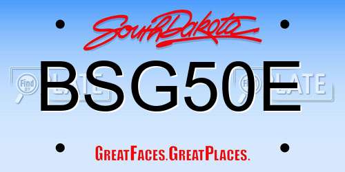 BSG50E South Dakota License Plate