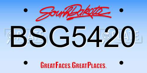 BSG5420 South Dakota License Plate