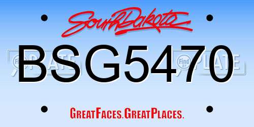BSG5470 South Dakota License Plate