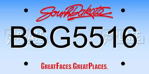 BSG5516 South Dakota License Plate