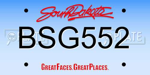 BSG552 South Dakota License Plate