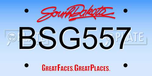 BSG557 South Dakota License Plate