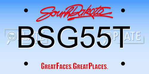 BSG55T South Dakota License Plate