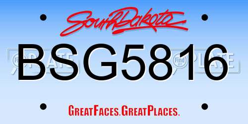 BSG5816 South Dakota License Plate