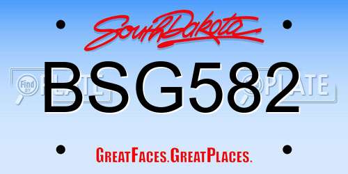 BSG582 South Dakota License Plate