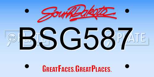 BSG587 South Dakota License Plate