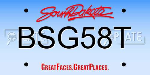 BSG58T South Dakota License Plate