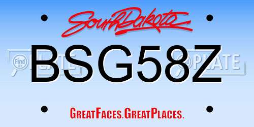 BSG58Z South Dakota License Plate