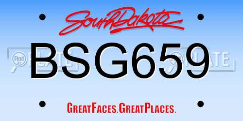 BSG659 South Dakota License Plate