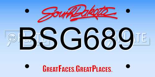 BSG689 South Dakota License Plate