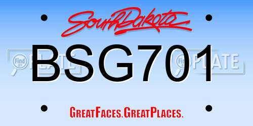 BSG701 South Dakota License Plate