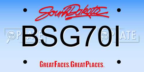 BSG70I South Dakota License Plate