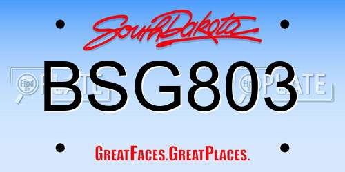 BSG803 South Dakota License Plate