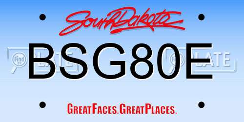 BSG80E South Dakota License Plate