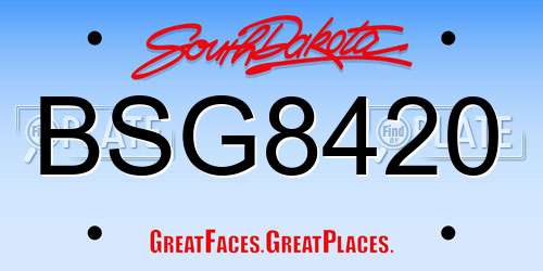 BSG8420 South Dakota License Plate
