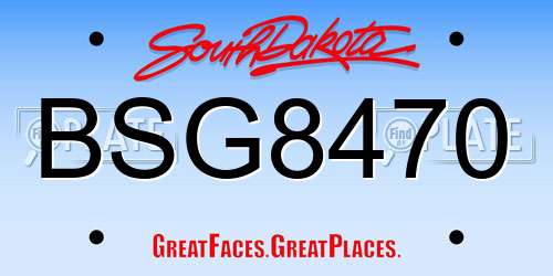 BSG8470 South Dakota License Plate
