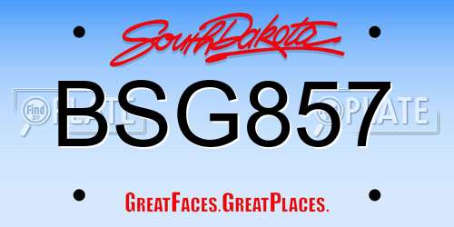 BSG857 South Dakota License Plate