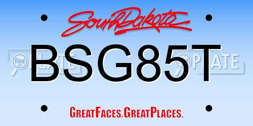 BSG85T South Dakota License Plate