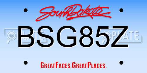 BSG85Z South Dakota License Plate