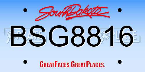 BSG8816 South Dakota License Plate