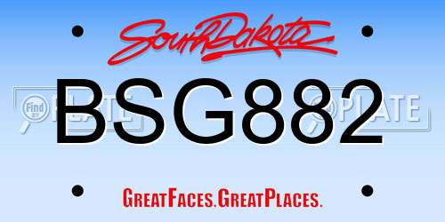 BSG882 South Dakota License Plate
