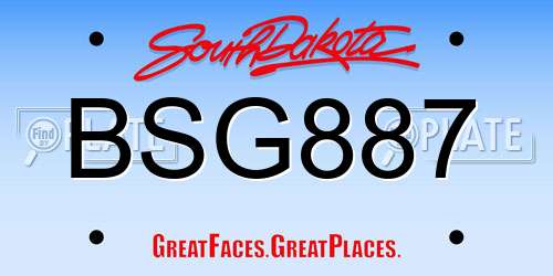 BSG887 South Dakota License Plate