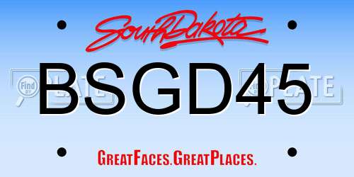 BSGD45 South Dakota License Plate