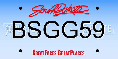 BSGG59 South Dakota License Plate