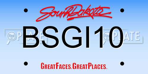 BSGI10 South Dakota License Plate
