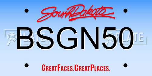 BSGN50 South Dakota License Plate