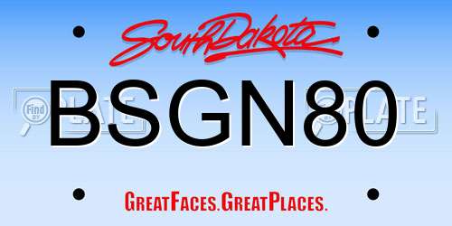 BSGN80 South Dakota License Plate