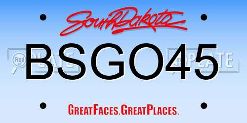 BSGO45 South Dakota License Plate