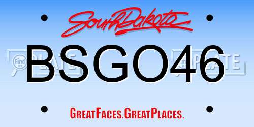 BSGO46 South Dakota License Plate