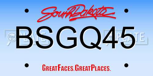 BSGQ45 South Dakota License Plate