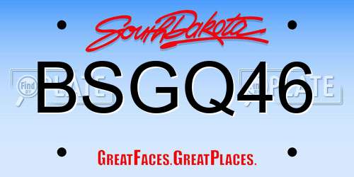 BSGQ46 South Dakota License Plate
