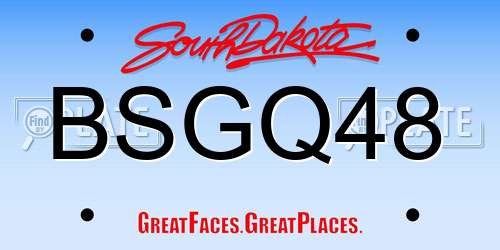 BSGQ48 South Dakota License Plate