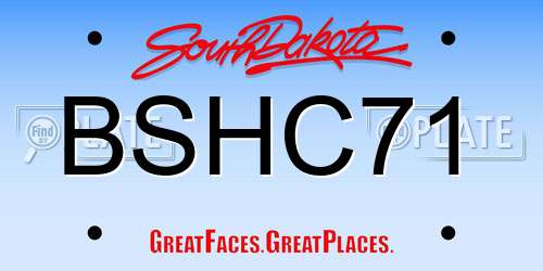 BSHC71 South Dakota License Plate