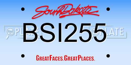 BSI255 South Dakota License Plate