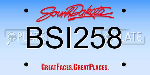 BSI258 South Dakota License Plate